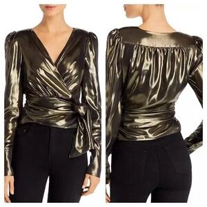 WAYF Metallic Wrap Top